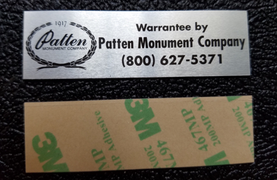 flat monument name plate with 3M adhesive